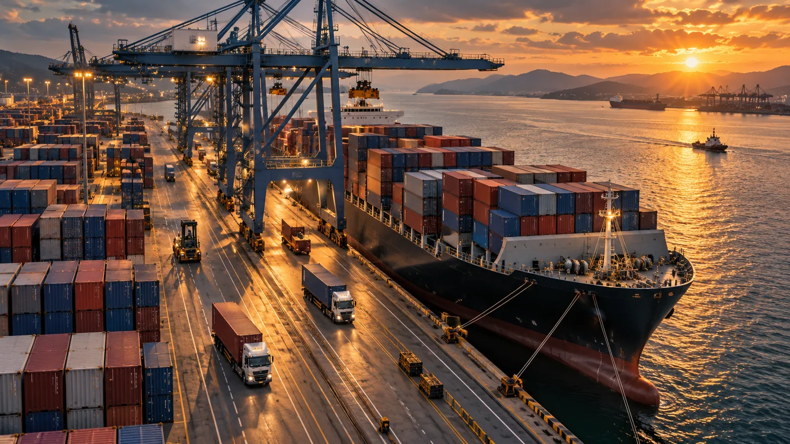 Navă portcontainer la terminalul portuar